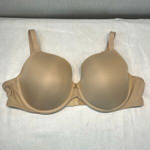 Cacique Lightly Lined T-Shirt Bra No Wire Sz 46C Nude Beige Tan Adjustable Strap